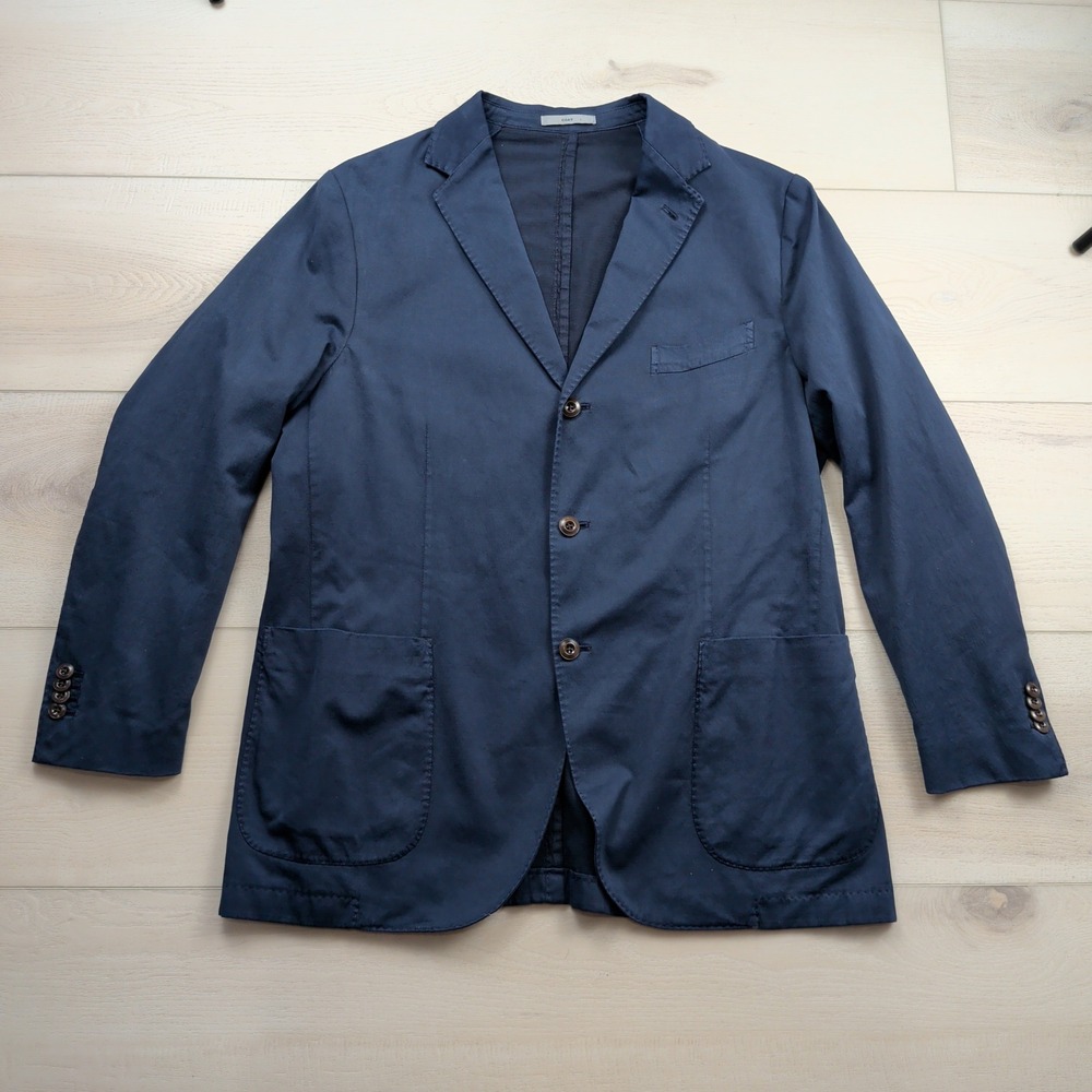 Boglioli K-Jacket COAT Navy Blue Cotton Silk Blazer Mens 46 (Fits 44) Italy